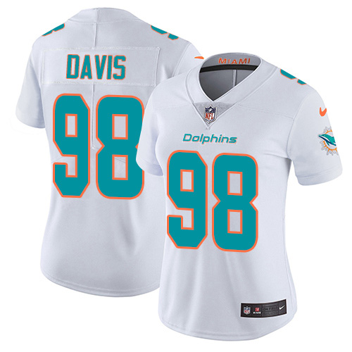 Nike Miami Dolphins #98 Raekwon Davis White Women Stitched NFL Vapor Untouchable Limited Jersey